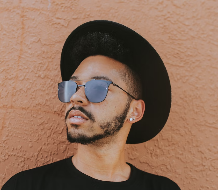 Man wearing hat and sunglasses