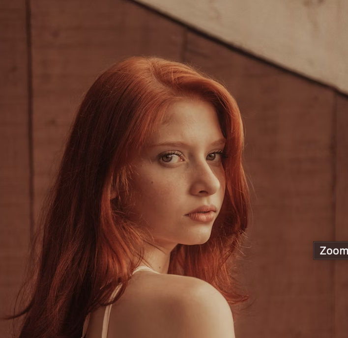 Red-haired woman portrait shot